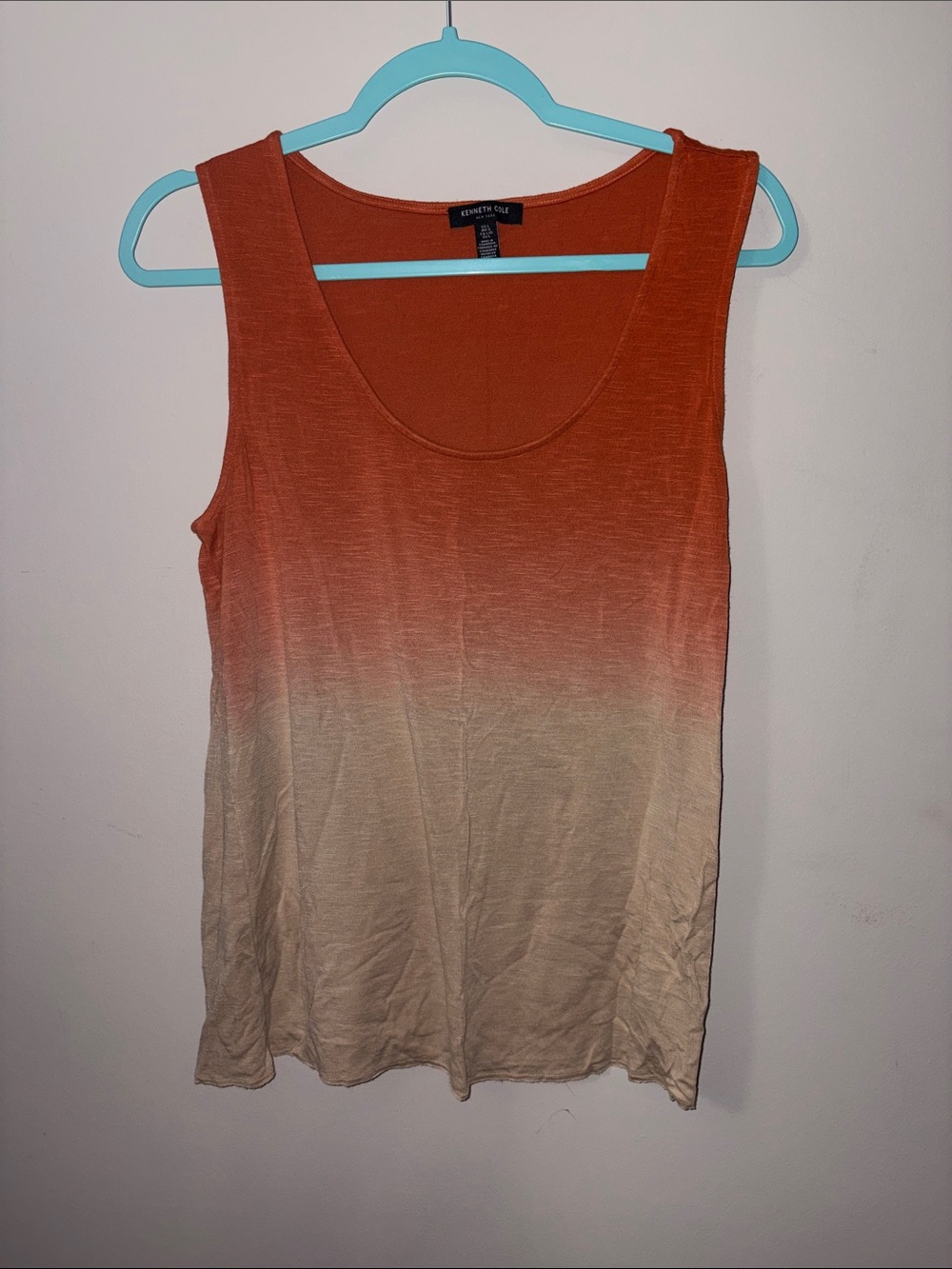 Kenneth Cole Ombre Scoop Neck Tank - Rust Orange to Beige